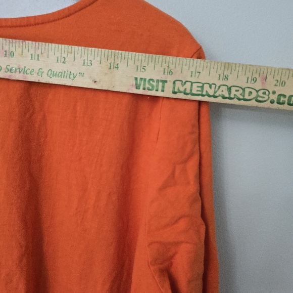 Woman Within 2X Tunic Top Embroidered Boho Scoop Neck Orange Elbow Sleeve Flowy - Picture 9 of 11